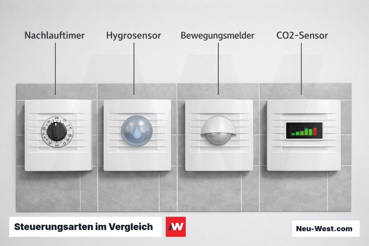 Steuerungsarten im Vergleich: Vier Regelkonzepte – Erklär-Grafik (NEUWEST Berlin)