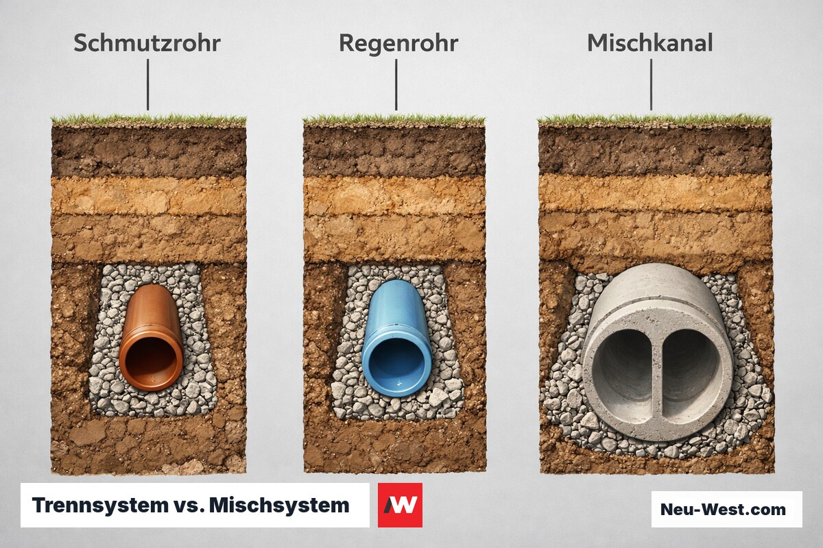 Trennsystem vs. Mischsystem — Berliner Stadtgebiet – Erklär-Grafik (NEUWEST Berlin)