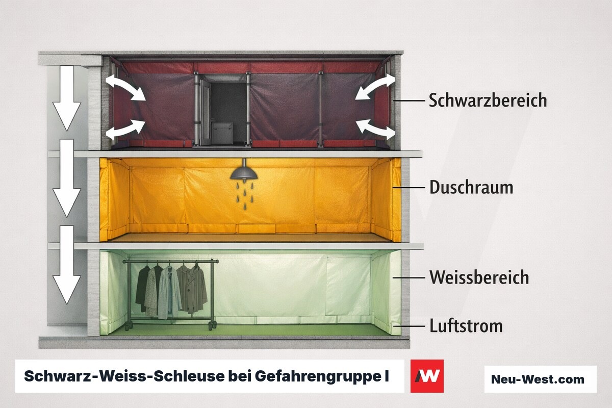 Schwarz-Weiss-Schleuse bei Gefahrengruppe I – Erklär-Grafik (NEUWEST Berlin)