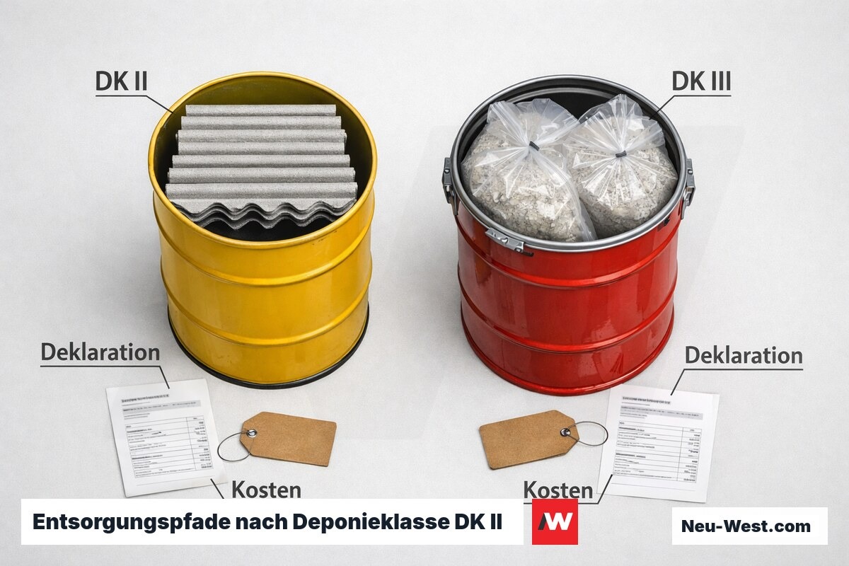 Entsorgungspfade nach Deponieklasse DK II und DK III – Erklär-Grafik (NEUWEST Berlin)
