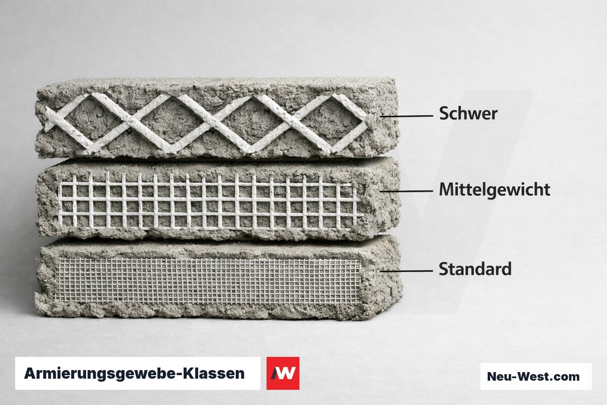Armierungsgewebe-Klassen fuer WDVS-Unterputz nach ETAG 004: Maschenweite und Rissbrueckenfunktion – Erklär-Grafik (NEUWEST Berlin)