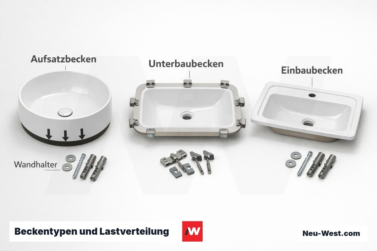 Beckentypen und Lastverteilung: Befestigungskonzept im Vergleich – Erklär-Grafik (NEUWEST Berlin)
