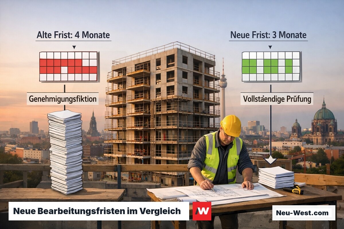 Vergleich alter und neuer Bearbeitungsfristen für Baugenehmigungen in Berlin nach dem Schneller-Bauen-Gesetz 2024