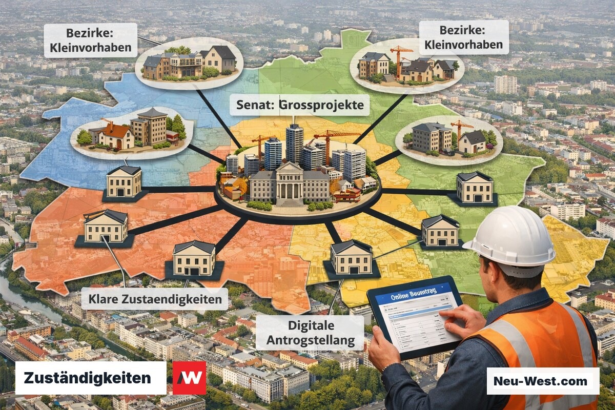 Aufgabenverteilung zwischen Berliner Senat und Bezirken für Baugenehmigungen nach Schneller-Bauen-Gesetz
