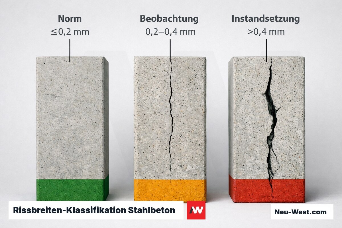 Rissbreiten-Klassifikation Stahlbeton nach Eurocode 2 / RL SIB – Erklär-Grafik (NEUWEST Berlin)