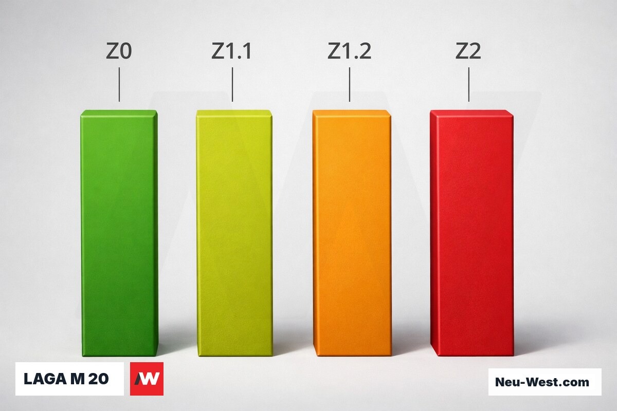LAGA M 20: Z-Wert-Klassen für RC-Baustoffe im Überblick – Erklär-Grafik (NEUWEST Berlin)