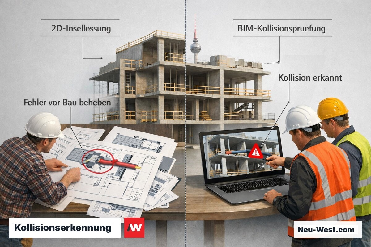 Vergleich traditioneller 2D-Planung mit BIM-Kollisionserkennung an einem Berliner Rohbau