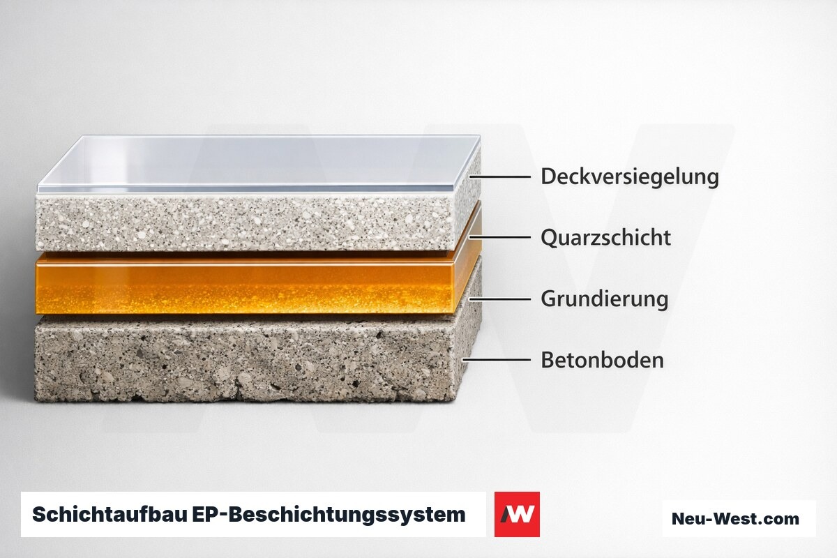 Schichtaufbau EP-Beschichtungssystem – Erklär-Grafik (NEUWEST Berlin)