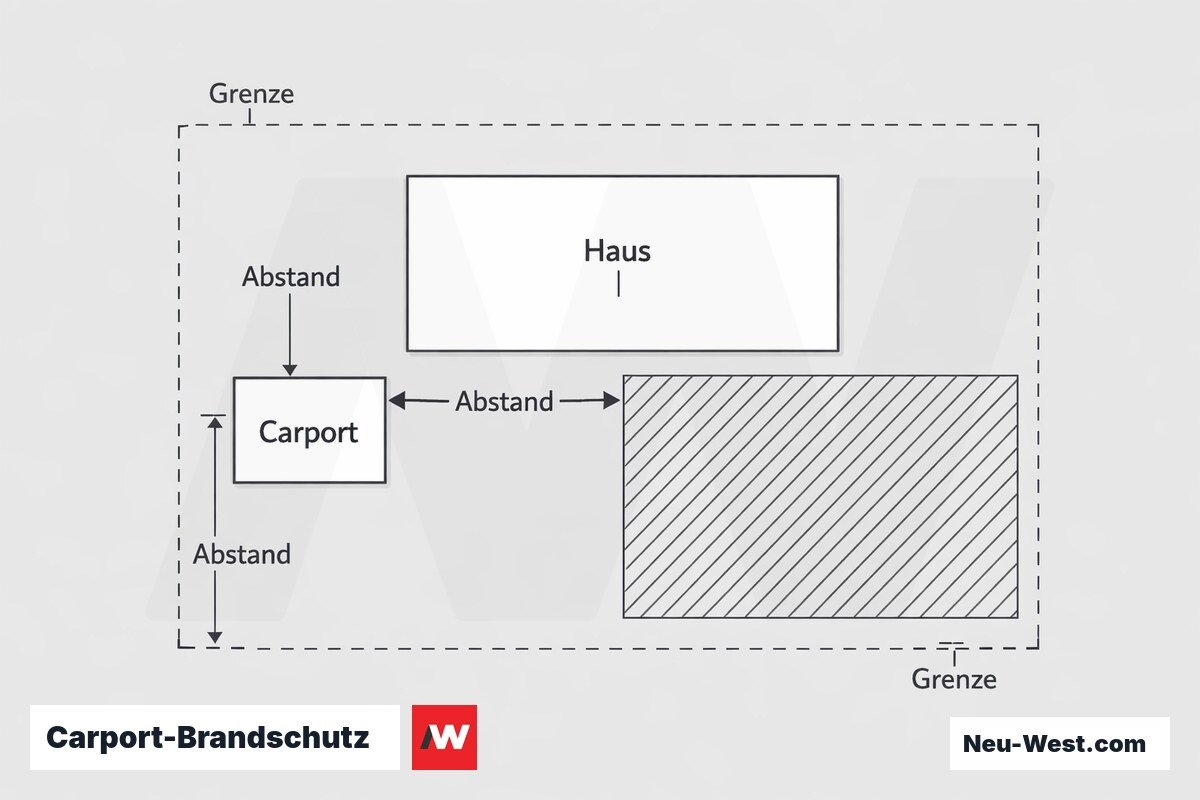 Carport-Brandschutz: Abstandsflächen nach BauO Berlin – Erklär-Grafik (NEUWEST Berlin)