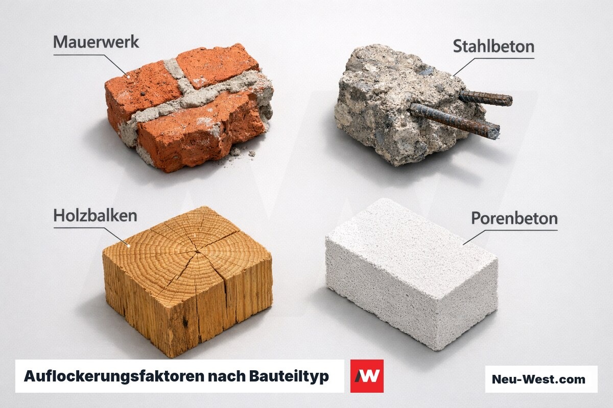 Auflockerungsfaktoren nach Bauteiltyp – Erklär-Grafik (NEUWEST Berlin)