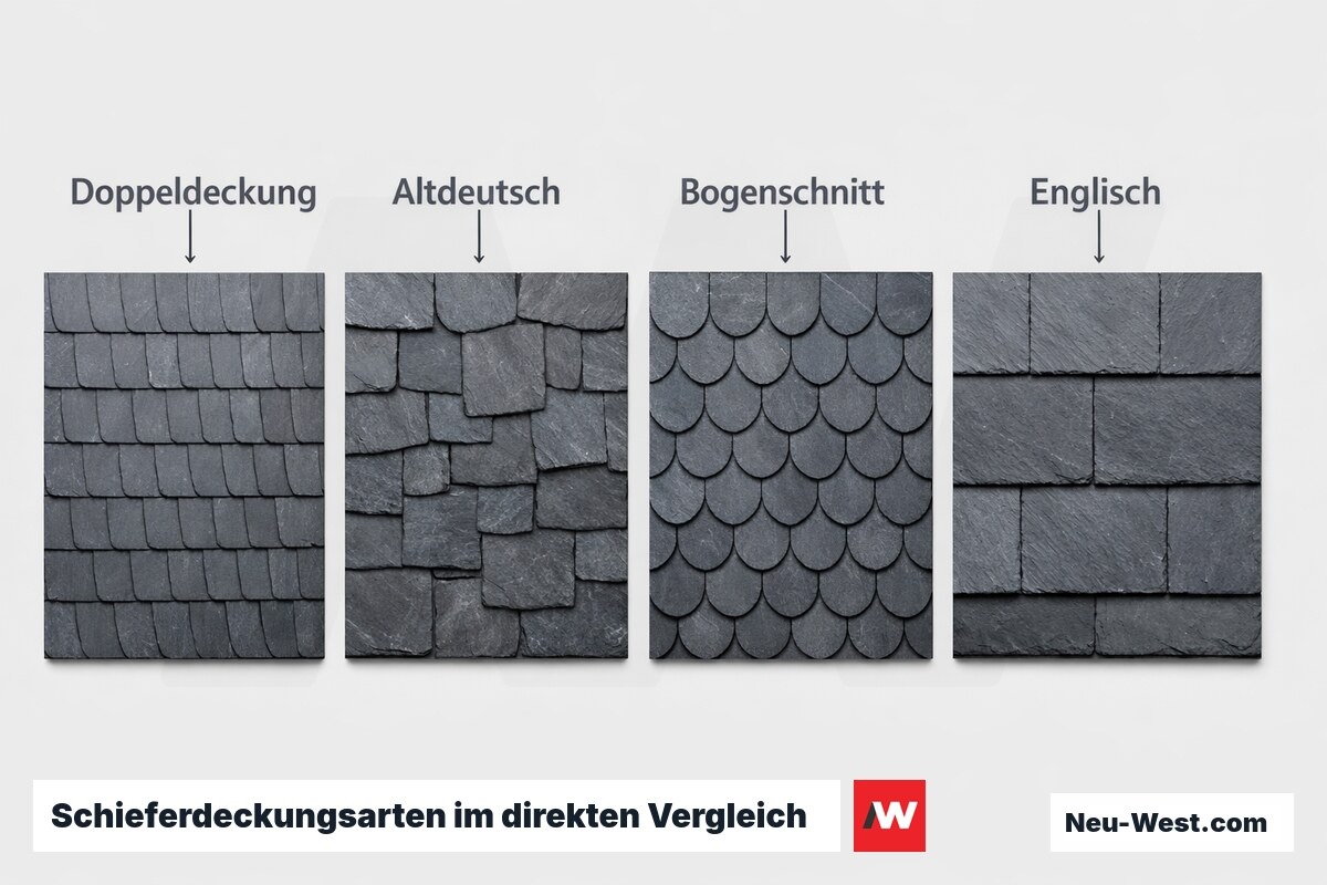 Schieferdeckungsarten im direkten Vergleich – Erklär-Grafik (NEUWEST Berlin)