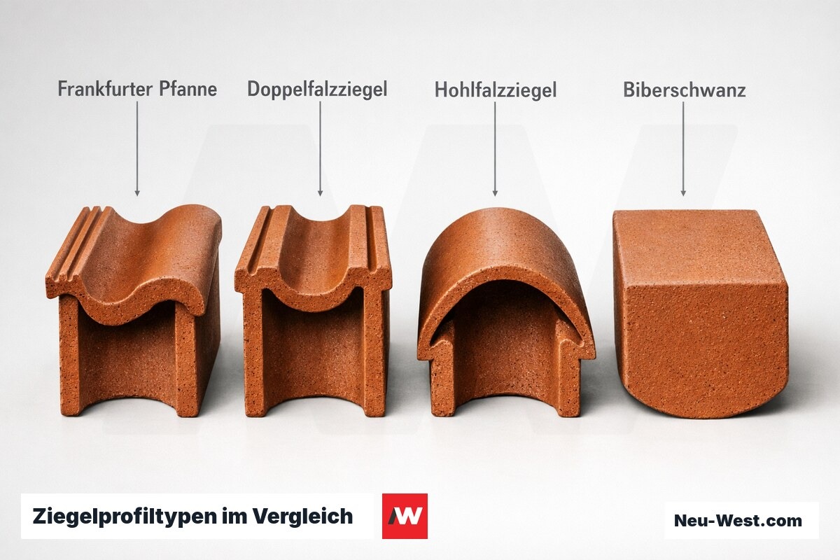 Ziegelprofiltypen im Vergleich: Profil und Falzsystem – Erklär-Grafik (NEUWEST Berlin)