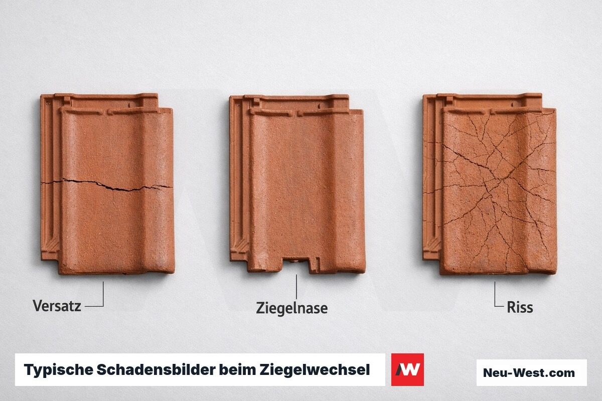 Typische Schadensbilder beim Ziegelwechsel – Erklär-Grafik (NEUWEST Berlin)
