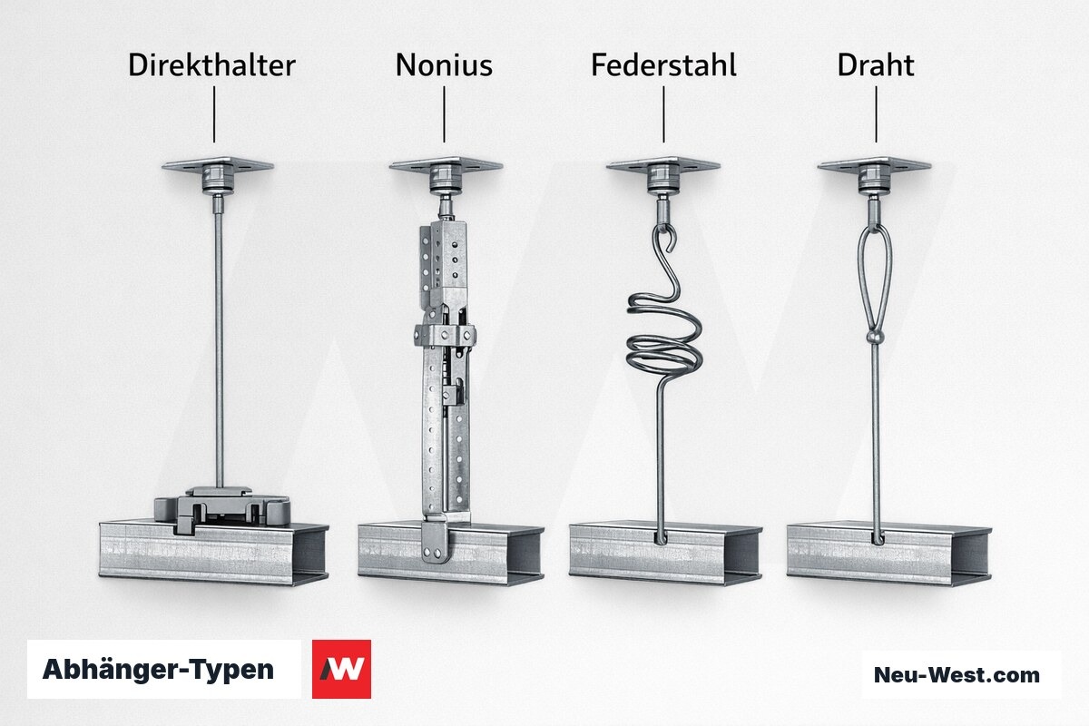 Abhänger-Typen: Zulässige Abhängehöhe und Tragfähigkeit im Vergleich – Erklär-Grafik (NEUWEST Berlin)