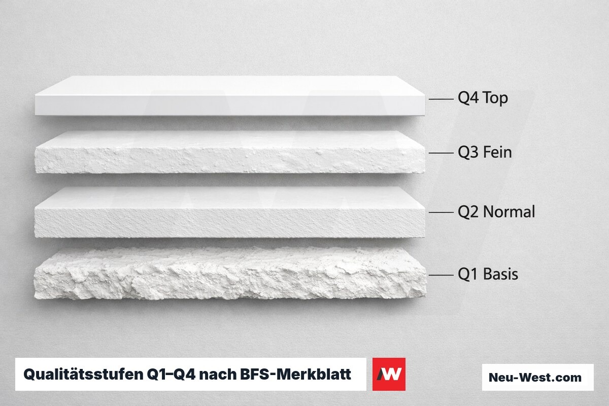 Qualitätsstufen Q1–Q4 nach BFS-Merkblatt Nr. 12 – Erklär-Grafik (NEUWEST Berlin)