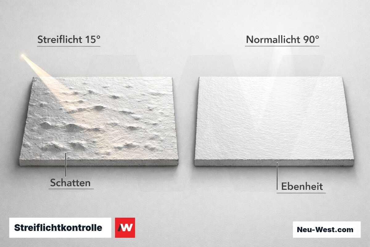 Streiflichtkontrolle: 15° vs. 90° Lichteinfallswinkel – Erklär-Grafik (NEUWEST Berlin)