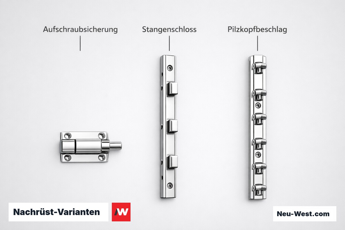 Nachrüst-Varianten: Montageaufwand und Schutzklasse im Vergleich – Erklär-Grafik (NEUWEST Berlin)