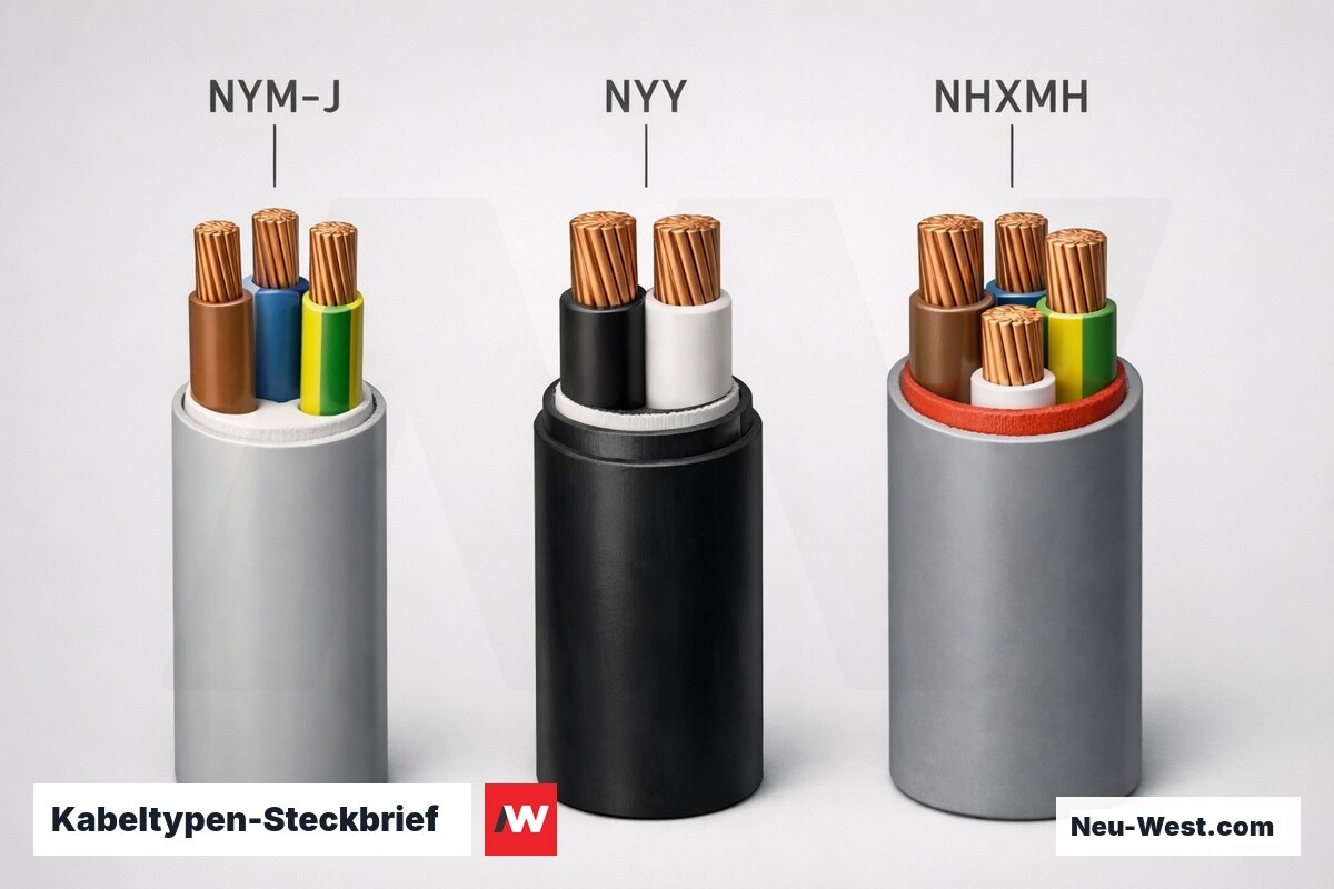 Kabeltypen-Steckbrief: NYM-J vs. NYY vs. NHXMH – Erklär-Grafik (NEUWEST Berlin)