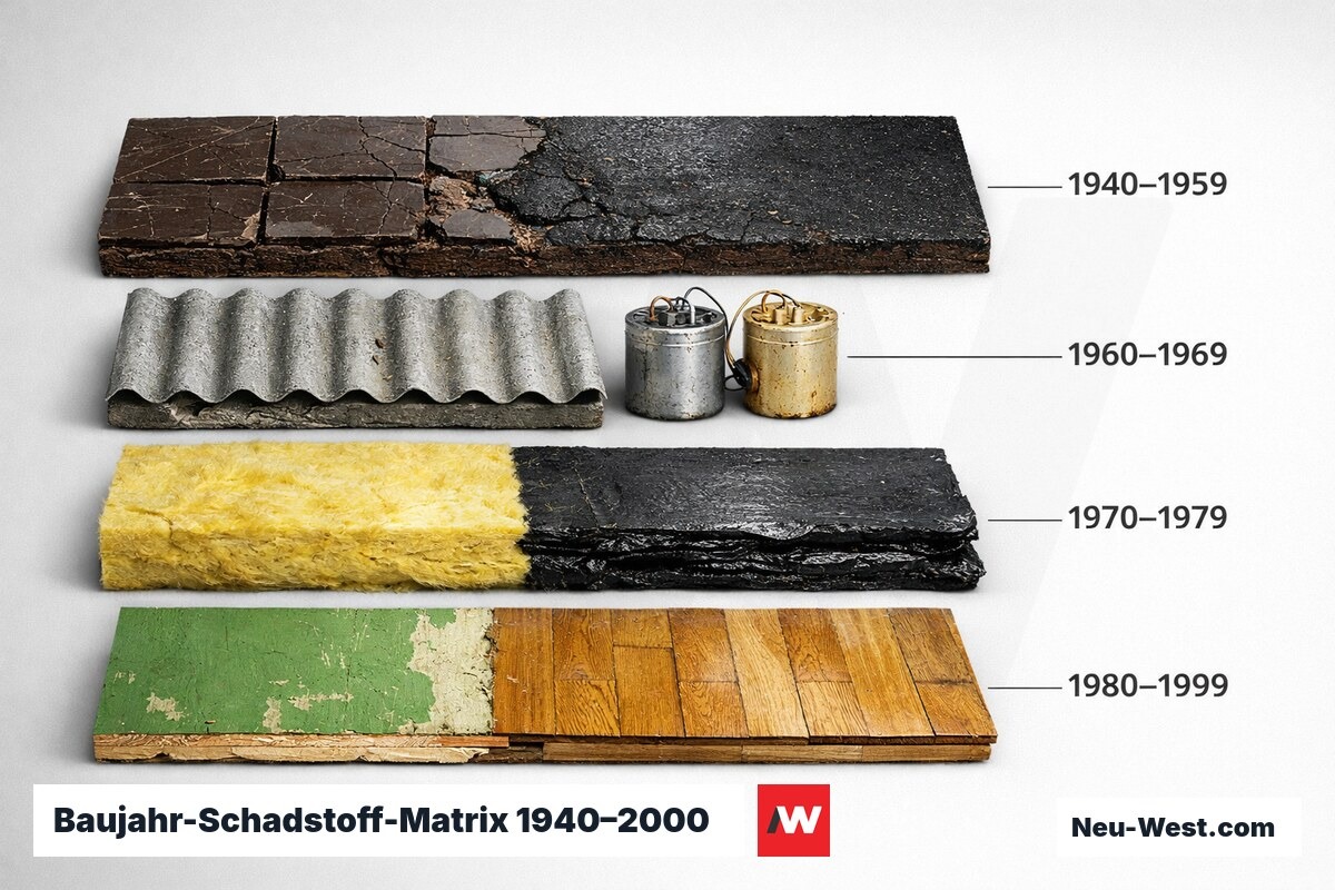 Querschnitt eines Gründerzeitgebäudes zeigt drei Entkernungsphasen: Rohbau, aktiver Rückbau und unberührten Altbestand nebeneinander.