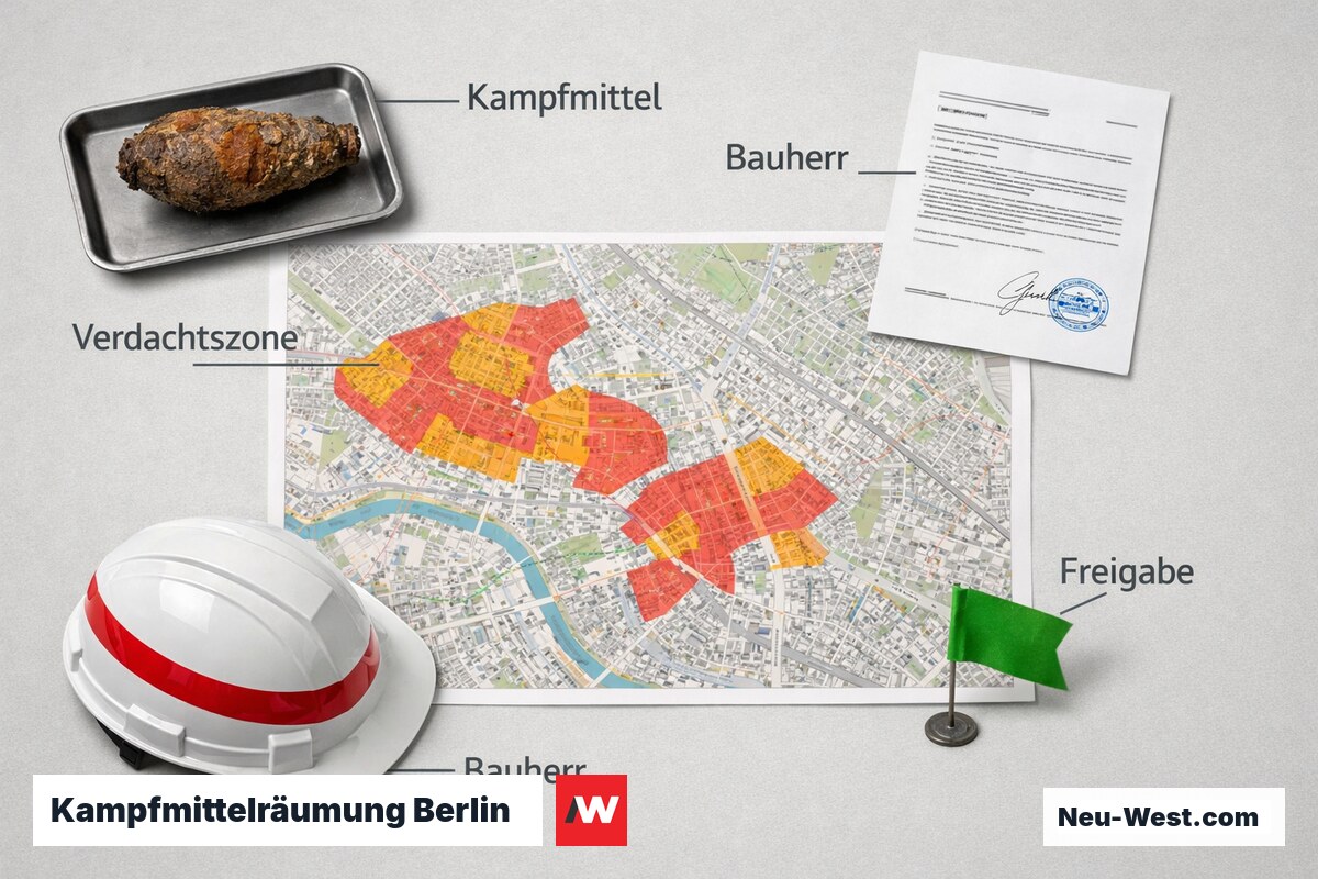 Kampfmittelräumung Berlin: Pflichten vor dem Aushub – Erklär-Grafik (NEUWEST Berlin)