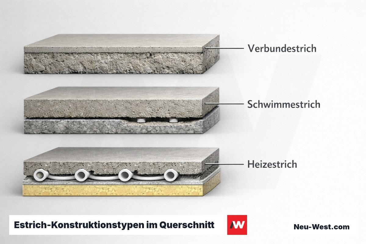 Estrich-Konstruktionstypen im Querschnitt – Erklär-Grafik (NEUWEST Berlin)