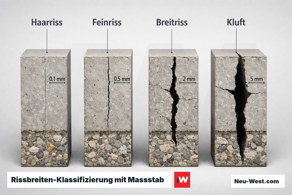 Rissbreiten-Klassifizierung mit Massstab – Erklär-Grafik (NEUWEST Berlin)