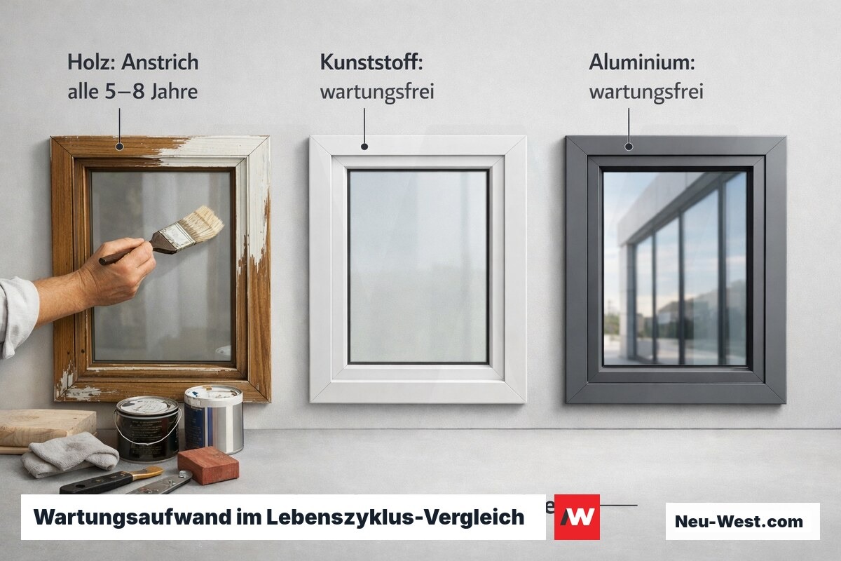 Querschnitt von Zweifach- und Dreifachverglasung nebeneinander mit sichtbaren Gaskammern, Abstandhaltern und Randversiegelung