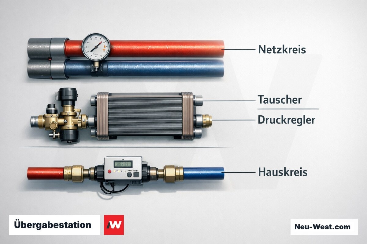 Übergabestation: Direkt- vs. Indirektanschluss – Erklär-Grafik (NEUWEST Berlin)