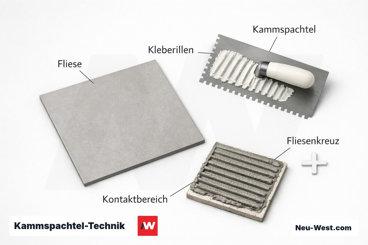 Kammspachtel-Technik und Kontaktflachenanteil – Erklär-Grafik (NEUWEST Berlin)
