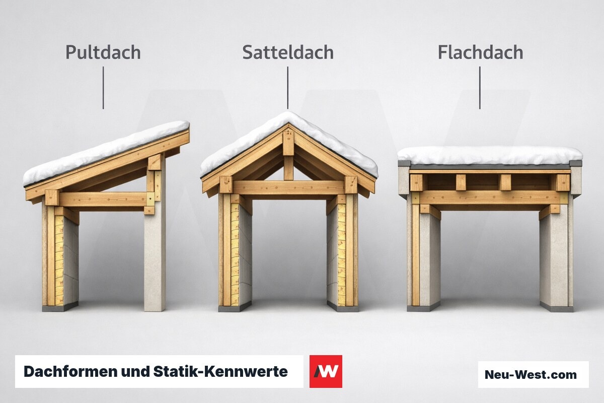 Dachformen und Statik-Kennwerte – Erklär-Grafik (NEUWEST Berlin)