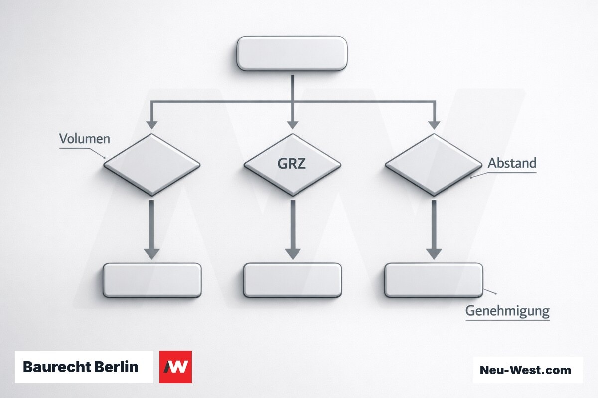 Baurecht Berlin: Genehmigungspflicht Gartenhaus – Erklär-Grafik (NEUWEST Berlin)