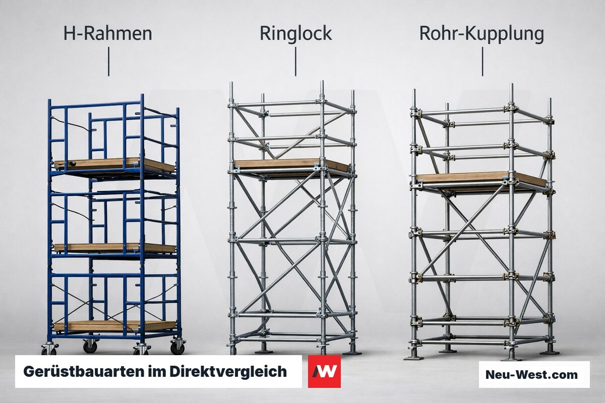 Gerüstbauarten im Direktvergleich – Erklär-Grafik (NEUWEST Berlin)