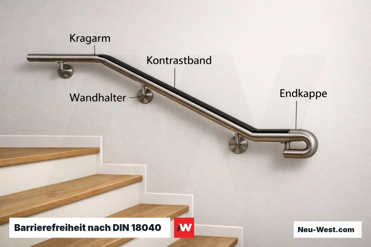 Barrierefreiheit nach DIN 18040: Pflichtdetails – Erklär-Grafik (NEUWEST Berlin)