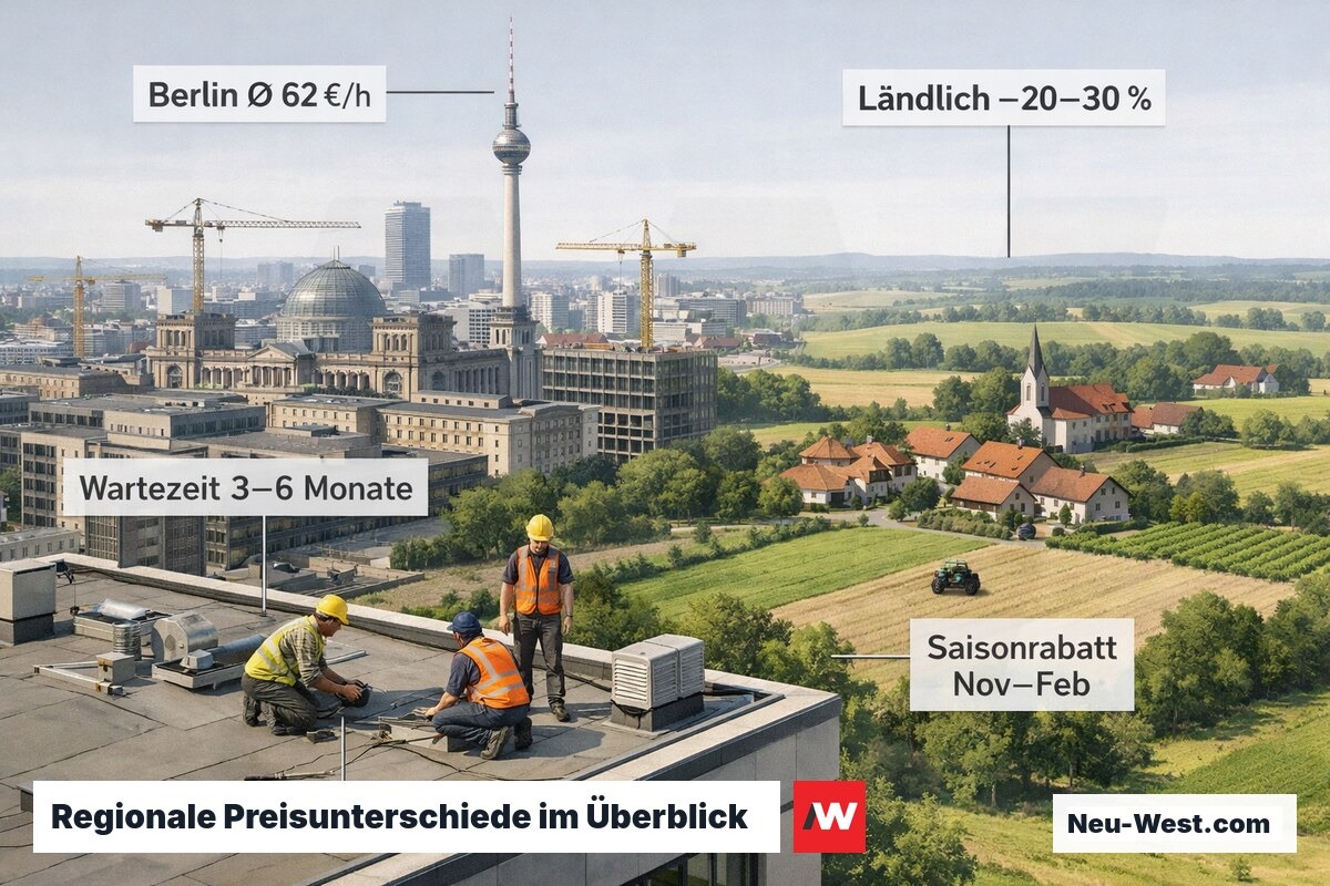 Vergleich Handwerkerkosten Berlin vs. ländliche Regionen – städtische und ländliche Baustellen im Kontrast