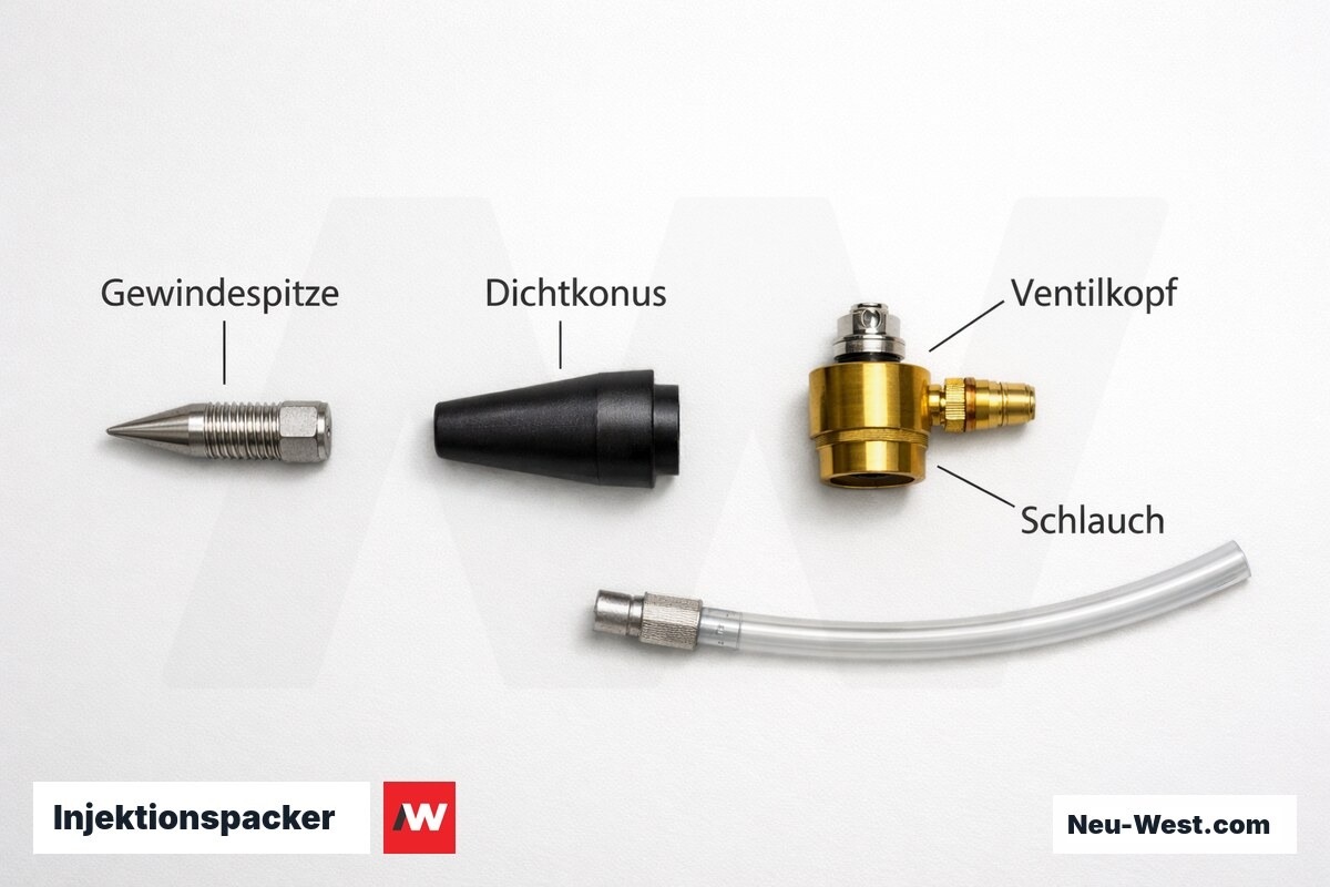 Injektionspacker: Bauteil-Anatomie – Erklär-Grafik (NEUWEST Berlin)