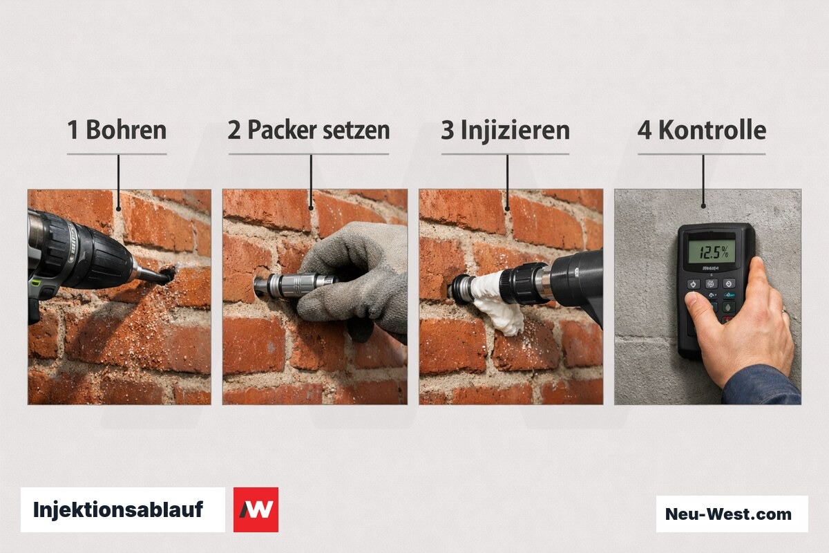 Injektionsablauf: 4 Prozessschritte – Erklär-Grafik (NEUWEST Berlin)
