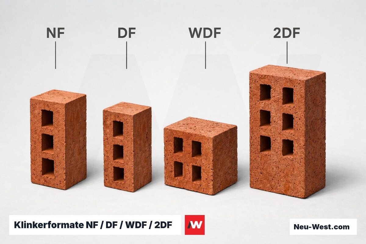 Klinkerformate NF / DF / WDF / 2DF — Maße und Fugenbild – Erklär-Grafik (NEUWEST Berlin)