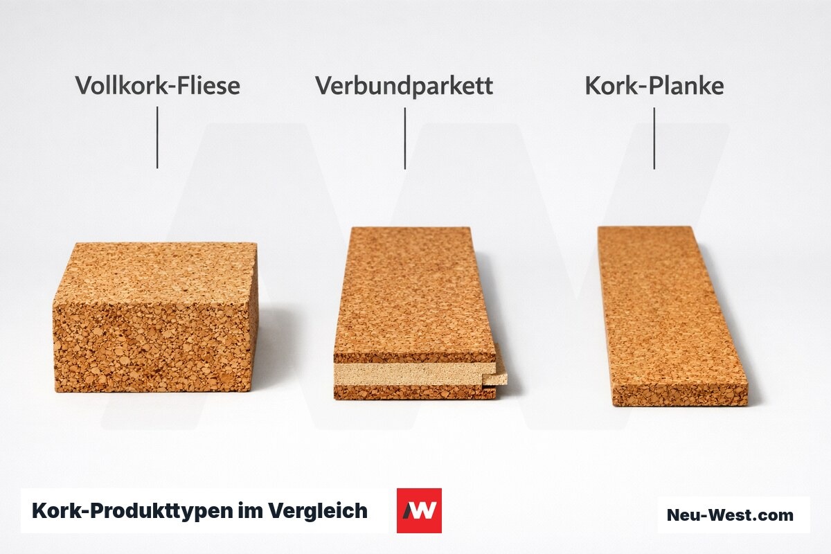 Kork-Produkttypen im Vergleich – Erklär-Grafik (NEUWEST Berlin)