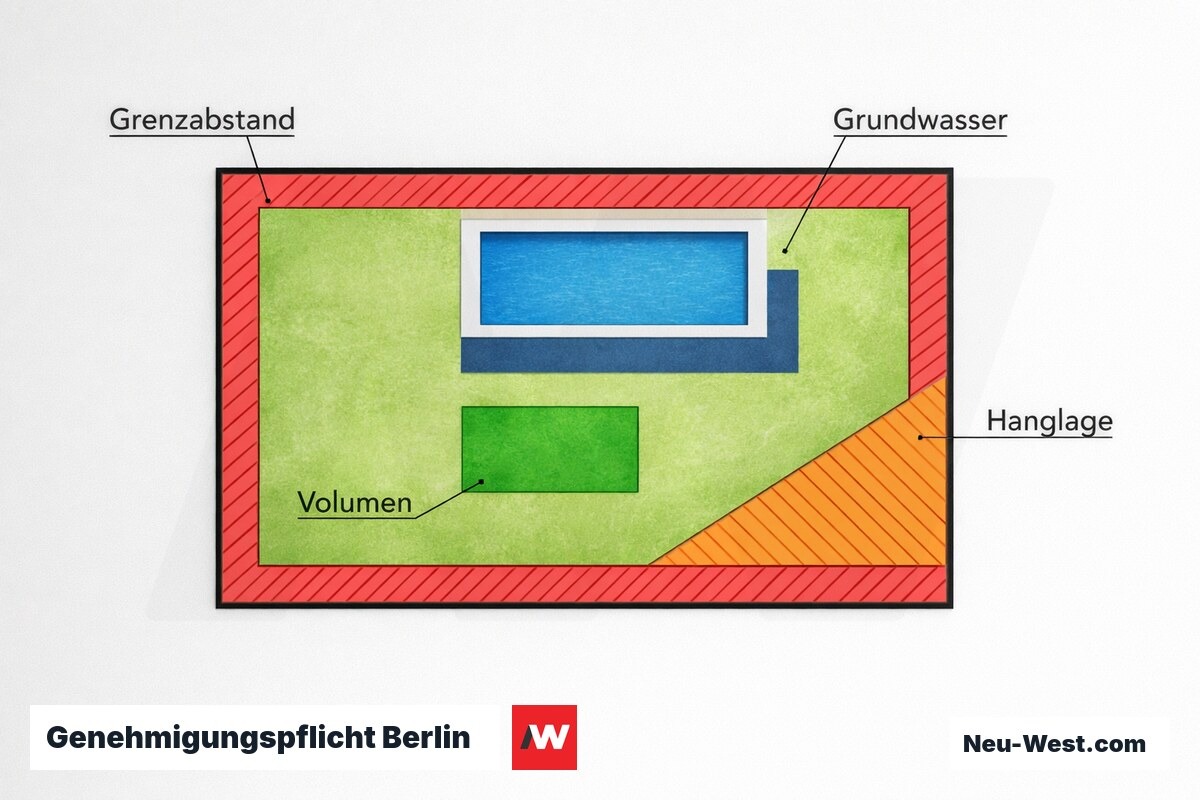 Genehmigungspflicht Berlin: Schwellenwerte und Sonderregelungen nach BauO Bln – Erklär-Grafik (NEUWEST Berlin)