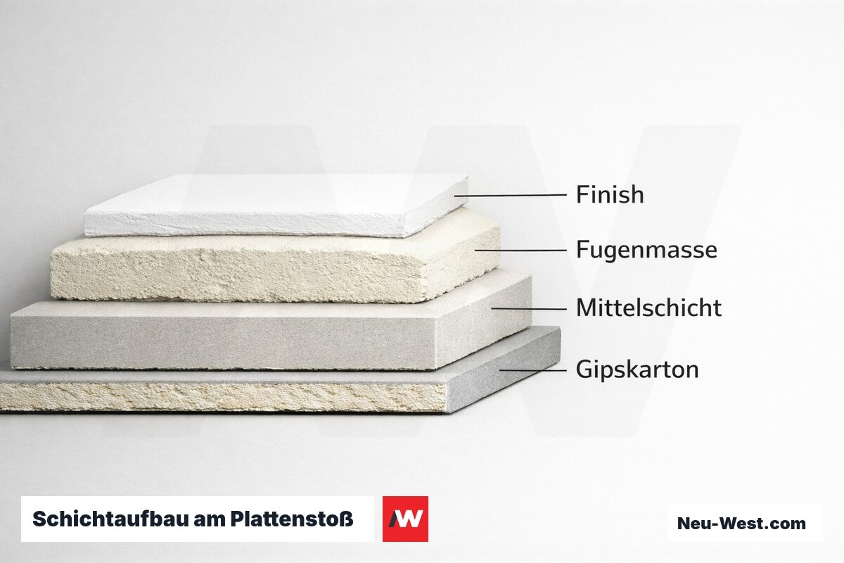 Schichtaufbau am Plattenstoß: Lagen und Schichtdicken – Erklär-Grafik (NEUWEST Berlin)