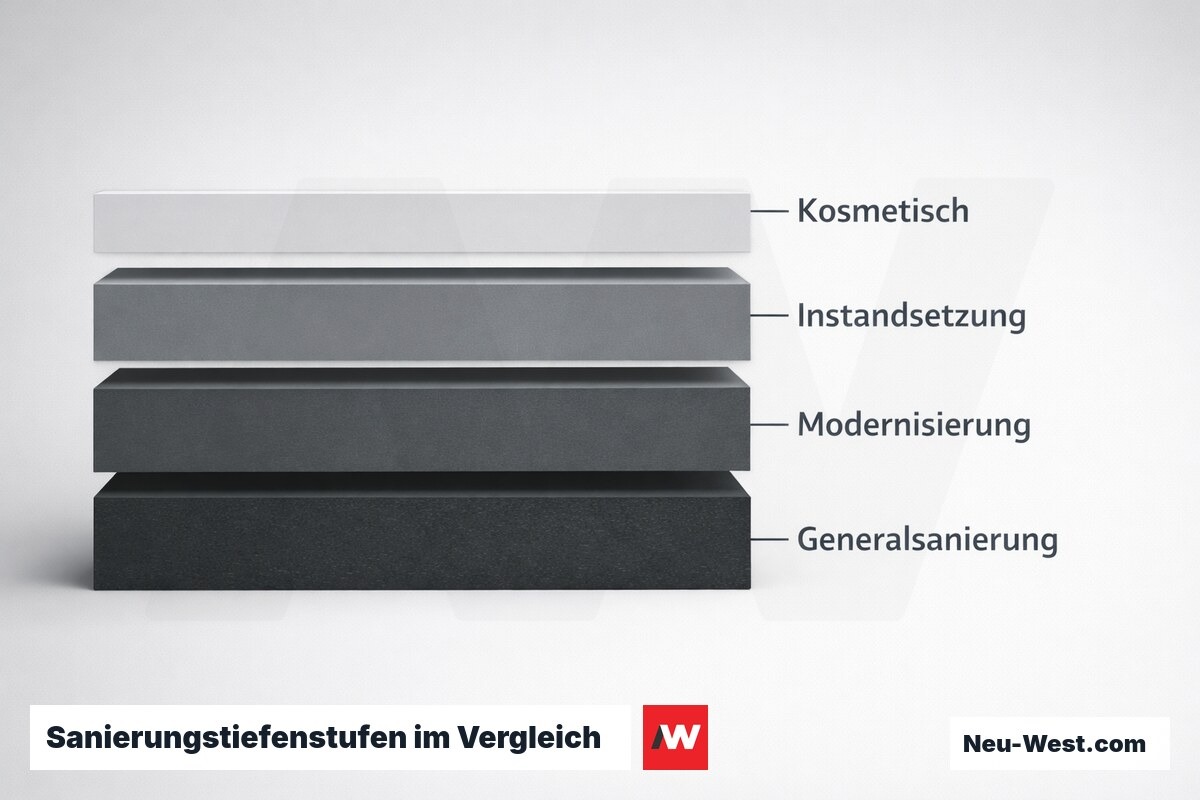 Sanierungstiefenstufen im Vergleich – Erklär-Grafik (NEUWEST Berlin)