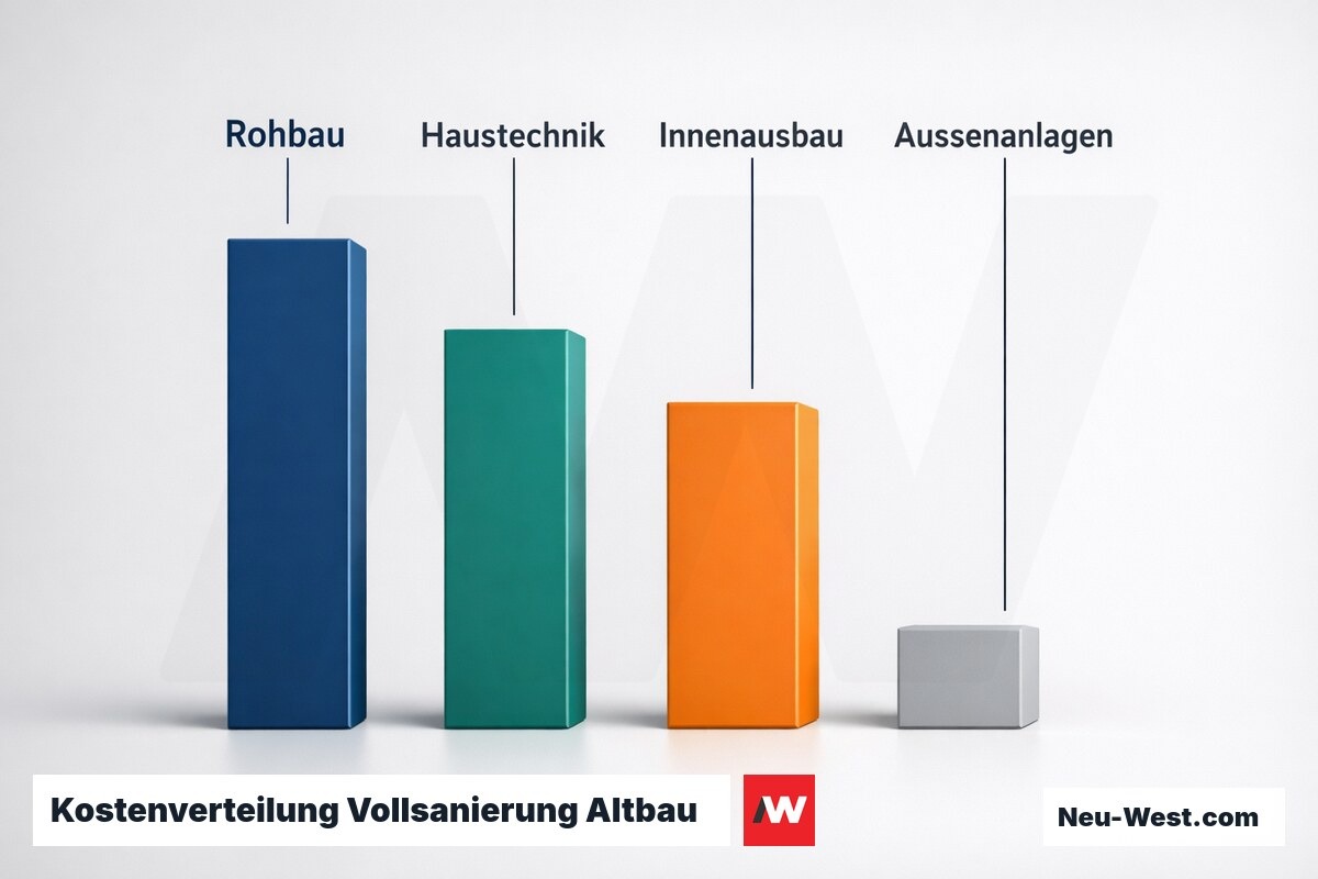 Kostenverteilung Vollsanierung Altbau (DIN 276) – Erklär-Grafik (NEUWEST Berlin)