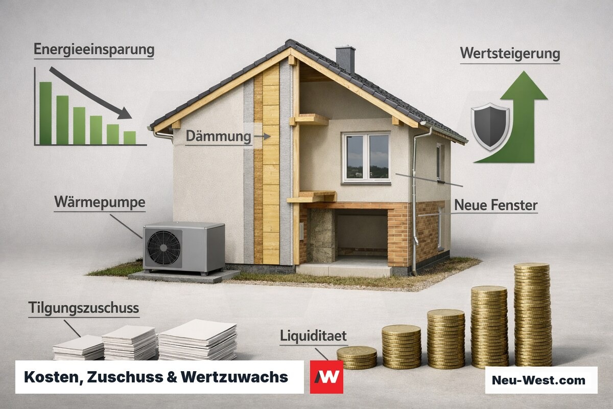 Sanierungsfinanzierung im Überblick: Tilgungszuschuss, sinkende Energiekosten und steigende Immobilienwerte im Vergleich