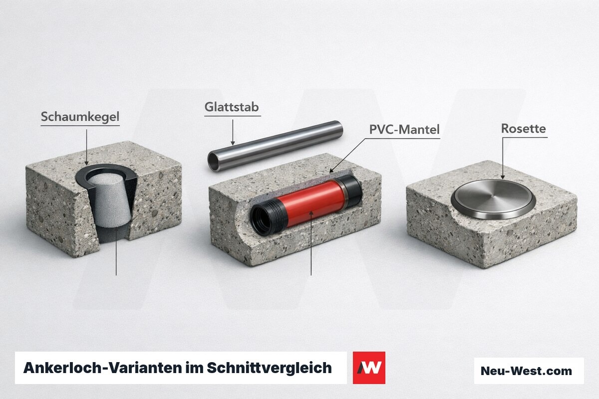 Ankerloch-Varianten im Schnittvergleich – Erklär-Grafik (NEUWEST Berlin)