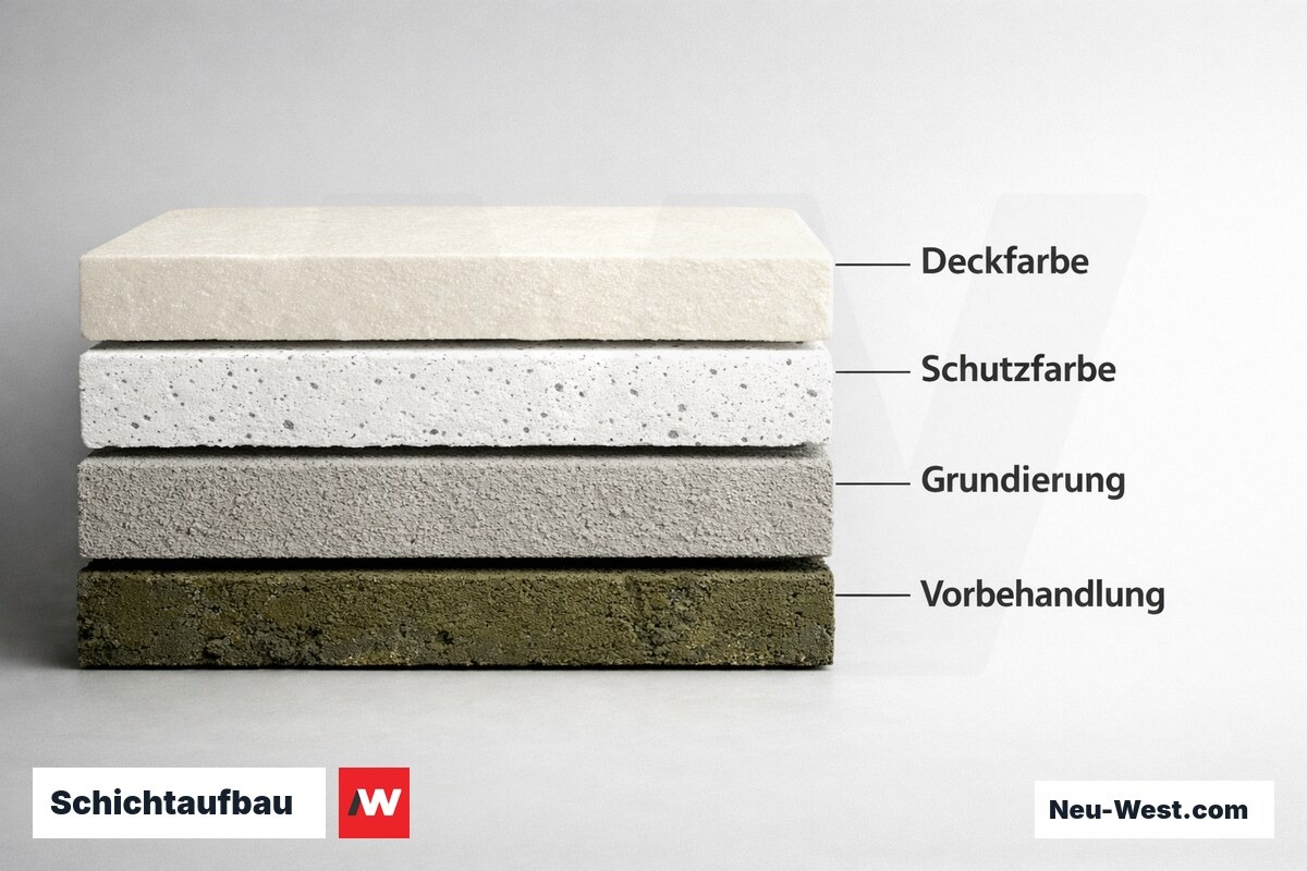 Schichtaufbau: Professionelle Schimmelschutz-Beschichtung – Erklär-Grafik (NEUWEST Berlin)