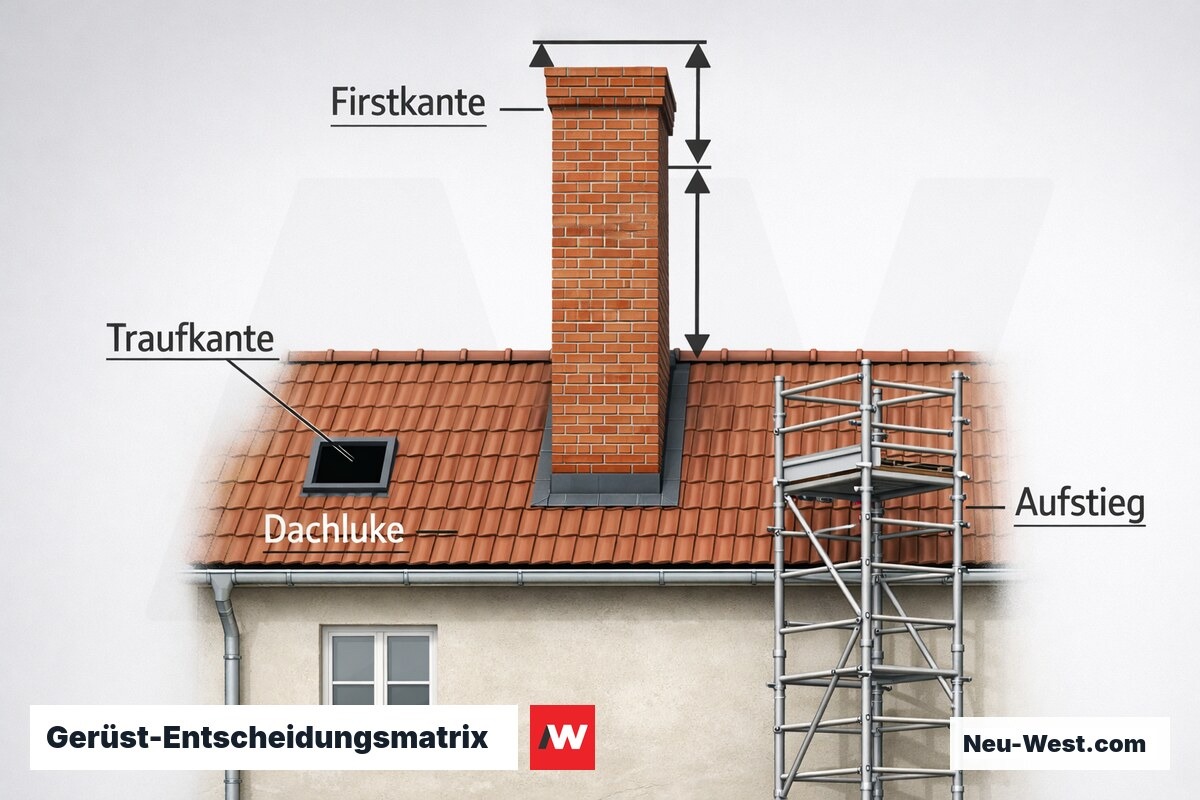 Gerüst-Entscheidungsmatrix: Innenabbau vs. Außenaufstieg – Erklär-Grafik (NEUWEST Berlin)