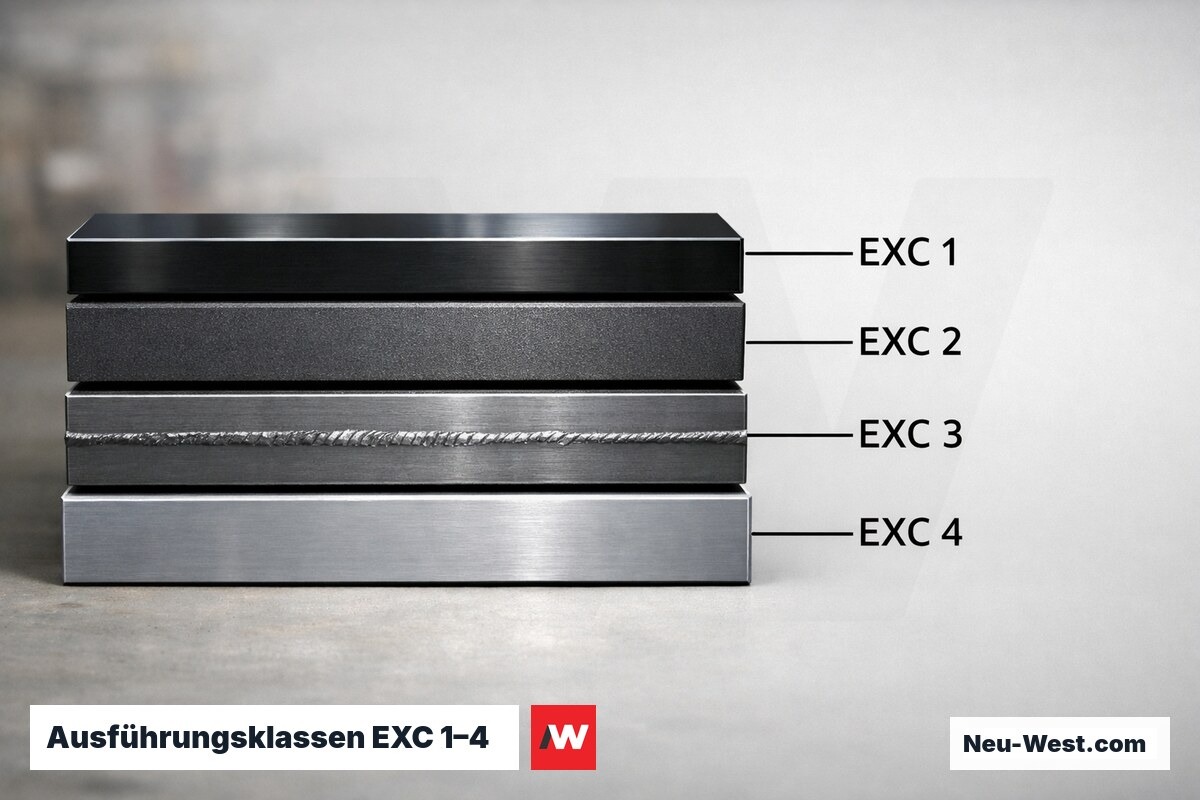 Ausführungsklassen EXC 1–4 nach DIN EN 1090-2 – Erklär-Grafik (NEUWEST Berlin)