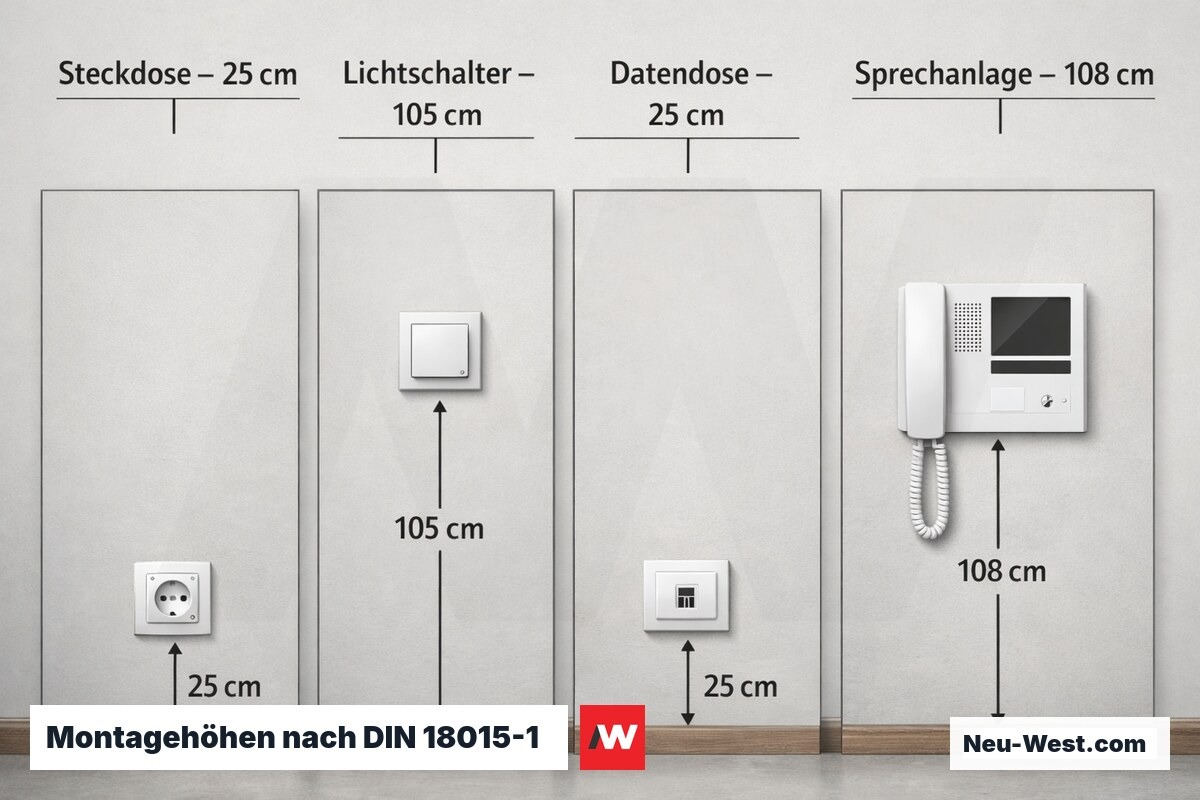 Montagehöhen nach DIN 18015-1: Geräte im Vergleich – Erklär-Grafik (NEUWEST Berlin)