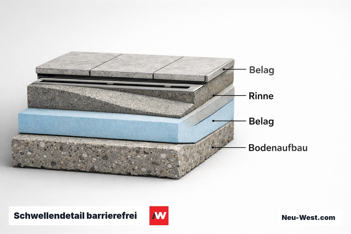 Schwellendetail barrierefrei nach DIN 18040-2 – Erklär-Grafik (NEUWEST Berlin)
