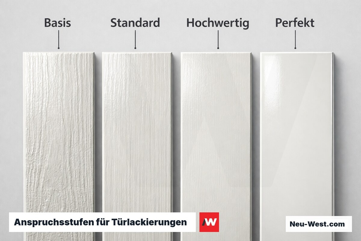 Anspruchsstufen für Türlackierungen – Erklär-Grafik (NEUWEST Berlin)